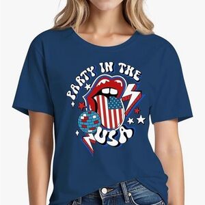 Blue Graphic T-Shirt with USA Design